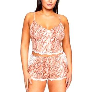 Victoria’s Secret Lingerie Set Shorts Snakeskin Lace Multi Color Size Small